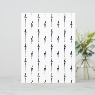 Music Motif Melting Treble Clef Black and White