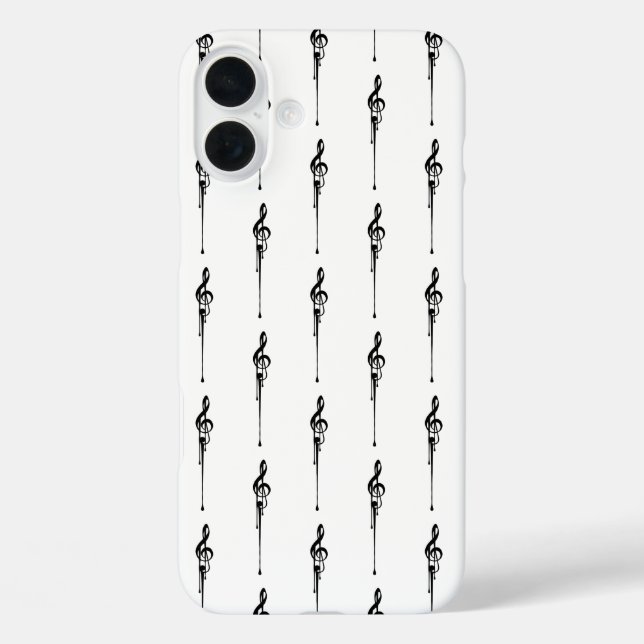 Music Motif Melting Treble Clef Black and White Case-Mate iPhone Case (Back)