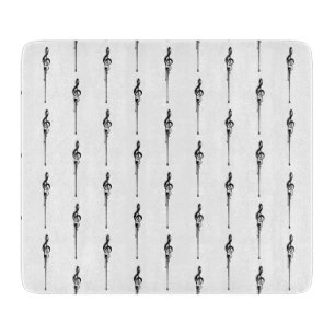 Music Motif Melting Treble Clef Black and White Cutting Board