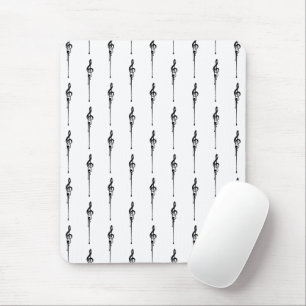 Music Motif Melting Treble Clef Black and White Mouse Mat