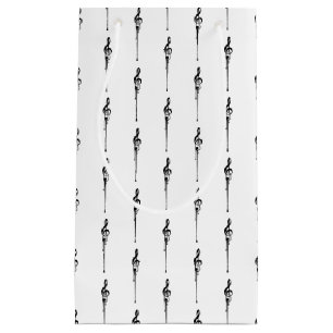 Music Motif Melting Treble Clef Black and White Small Gift Bag