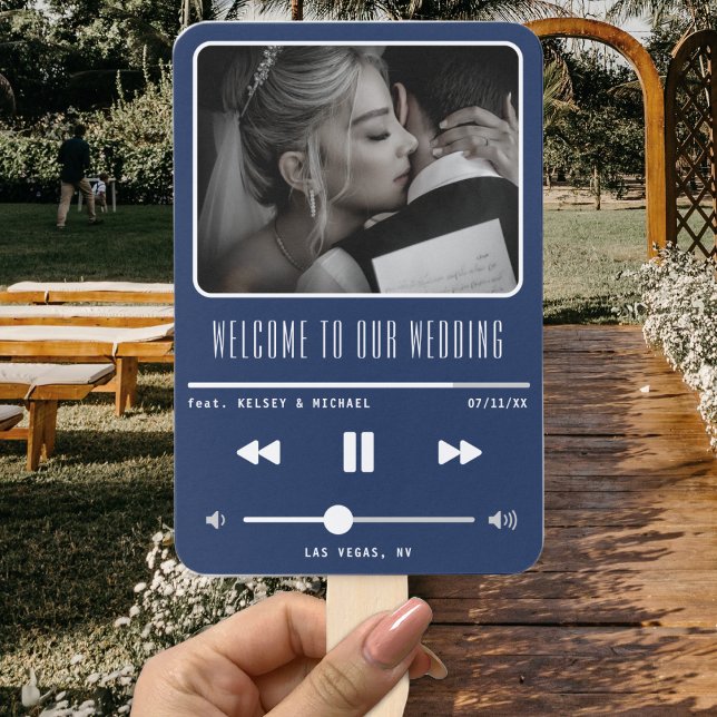 Music MP3 Player Blue Wedding Program Hand Fan (Music MP3 Player Blue Wedding Program Hand Fan
)