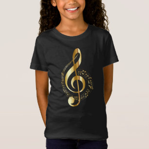 Music, music, music, treble clef in gold, T-Shirt