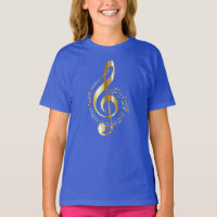 Music, music, music, treble clef in gold,