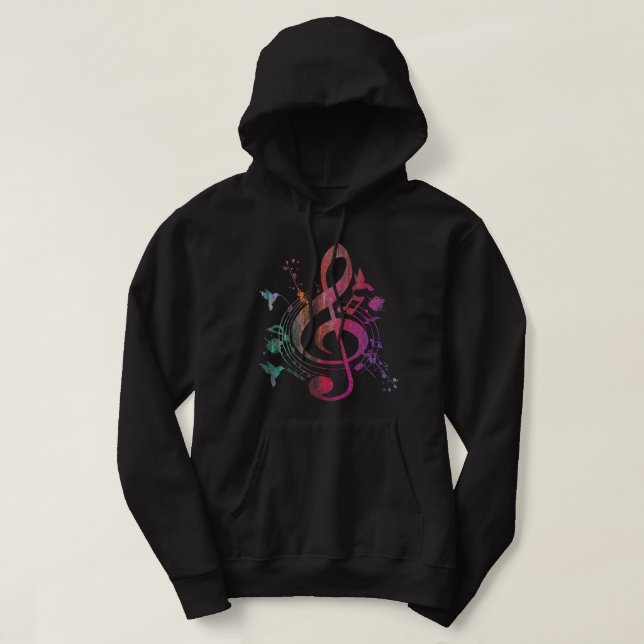 Music Musical Instrument Birds Treble Clef Hoodie (Design Front)