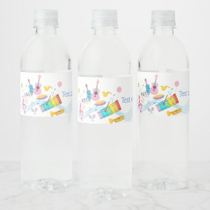music, musical instruments drum kids singing water bottle label