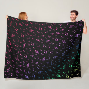 music, musical, note, melody, black, sound, clef, fleece blanket