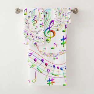 Music, Musical Notes, Colourful Bath Towel Set