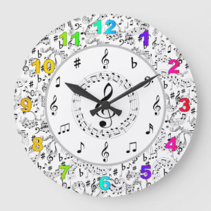 Music, Musical Notes Large Clock