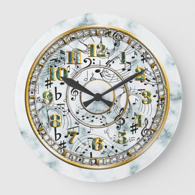 Music, Musical Notes Large Clock (Front)
