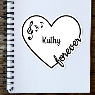Music Musical Notes Love Heart Line Custom Name