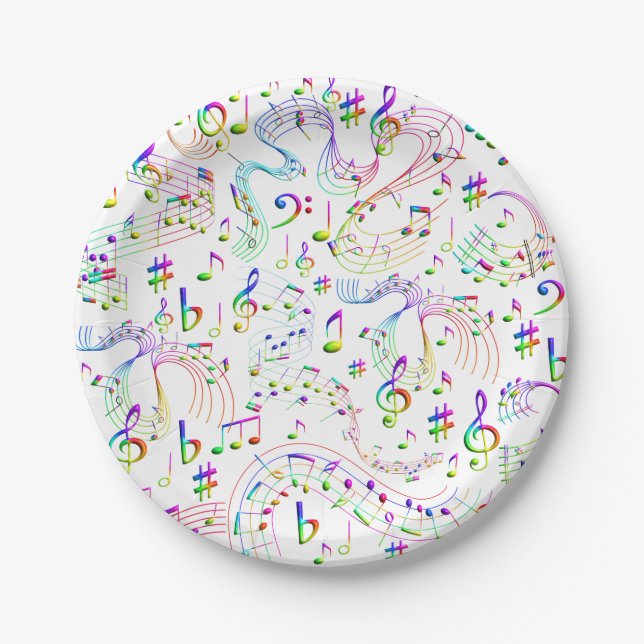 Music, Musical Notes Paper Plate (Front)