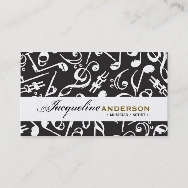 Music Musical Notes Pattern Artist Singing Song Business Card (Front)