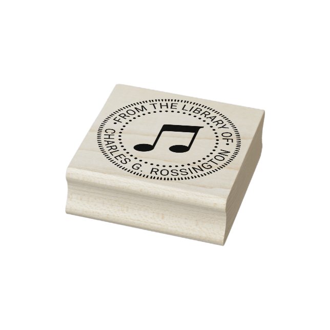 Music Musical Notes Round Library Book Name Rubber Stamp (Stamp)