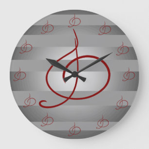 Music Musical Treble Clef Musicians Deocr Large Clock