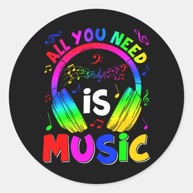 Music Musician Tie Dye DJ Headphones Music Lovers Classic Round Sticker (Front)
