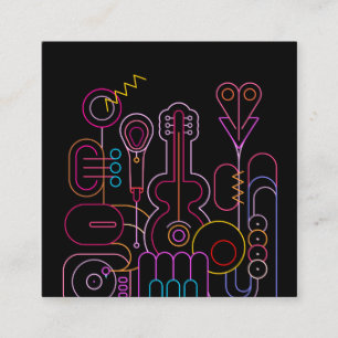 Music Neon Colours Design   Square Business Card
