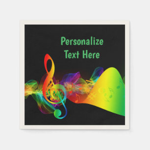 Music Neon Musical Notes Dance Party Personalised Napkin