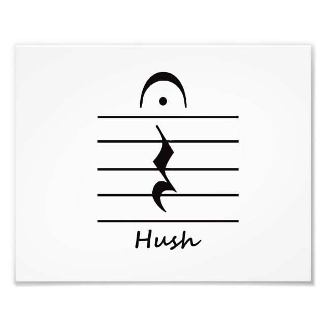 Music Notation Rest with Hush Photo Print (Front)