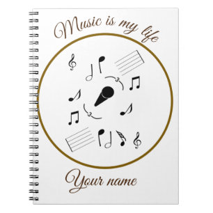 Music note and personalise text notebook