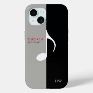 Music Note black & grey modern iPhone 15 Case