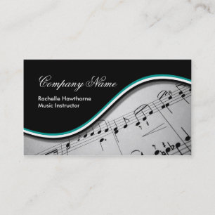 Music Note Business Cards ~ teal