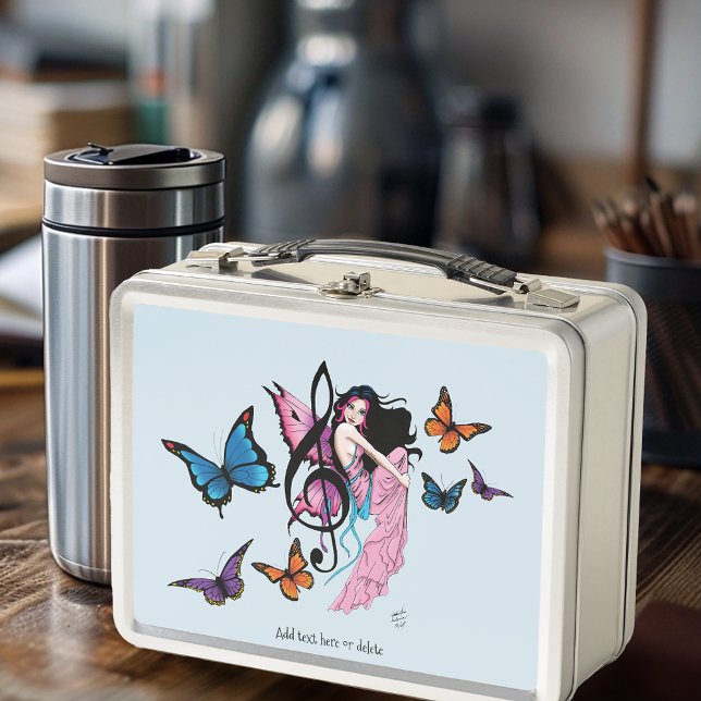 Music Note Butterflies Fairy Metal Lunch Box (Creator Uploaded)