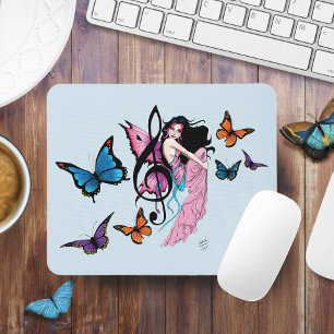 Music Note Butterflies Fairy Mouse Mat