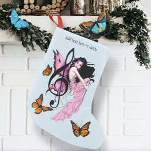 Music Note Butterflies Fairy Small Christmas Stocking