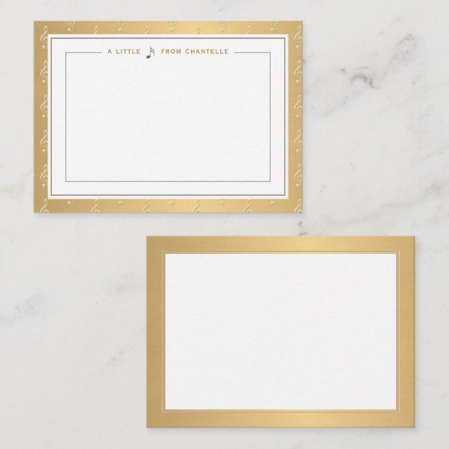 Music Note Card with Embossed Treble Clef (Front/Back)
