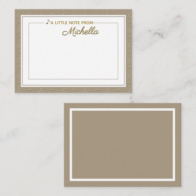 Music Note Card with Embossed Treble Clef (Front/Back)