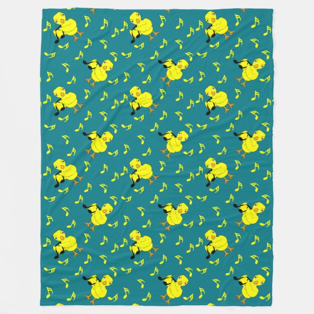 Music Note Chick Pattern Fleece Blanket (Front)