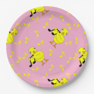 Music Note Chick Pattern Paper Plate