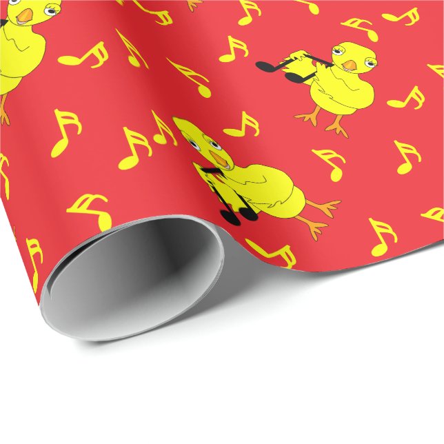 Music Note Chick Pattern Wrapping Paper (Roll Corner)