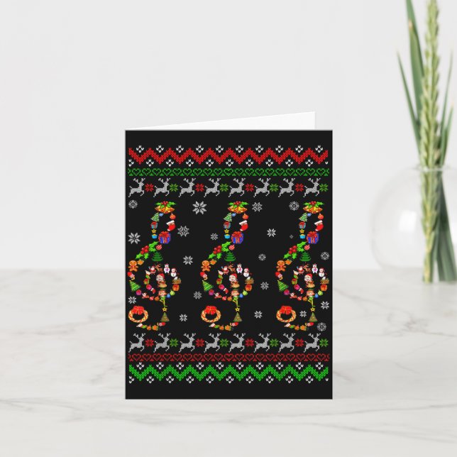 Music Note Christmas Ugly Sweater Musical Teacher  Card (Front)