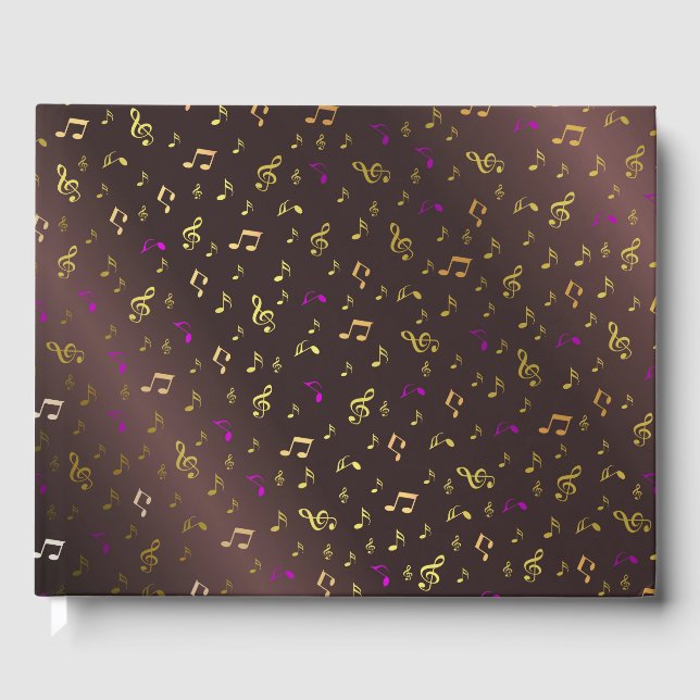music, note, clef, band, symbol, shiny, elegant, guest book (Front)