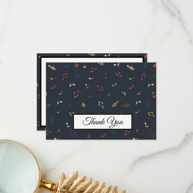 Music Note Colourful Pattern Music Theme Musician  Thank You Card (Front/Back In Situ)