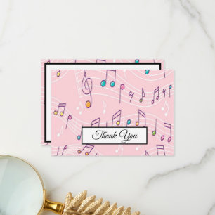 Music Note Colourful Pattern Music Theme Musician  Thank You Card