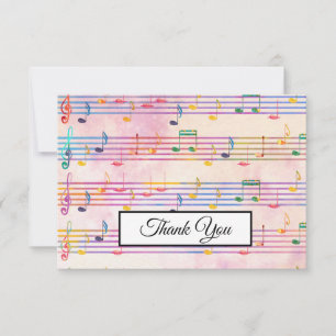 Music Note Colourful Pattern Music Theme Musician  Thank You Card