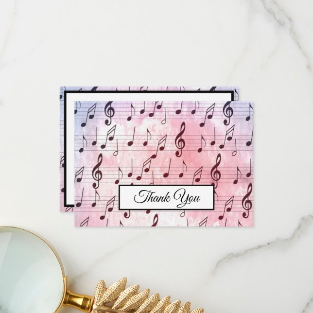 Music Note Colourful Pattern Music Theme Musician  Thank You Card (Front/Back In Situ)