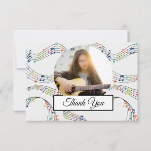 Music Note Colourful Pattern Theme Musician Photo  Thank You Card
