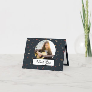 Music Note Colourful Pattern  Theme Musician Photo Thank You Card