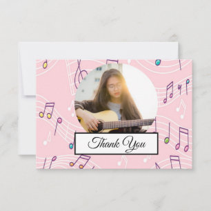 Music Note Colourful Pattern Theme Musician Photo Thank You Card