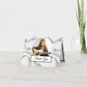 Music Note Colourful Pattern Theme Musician Photo  Thank You Card
