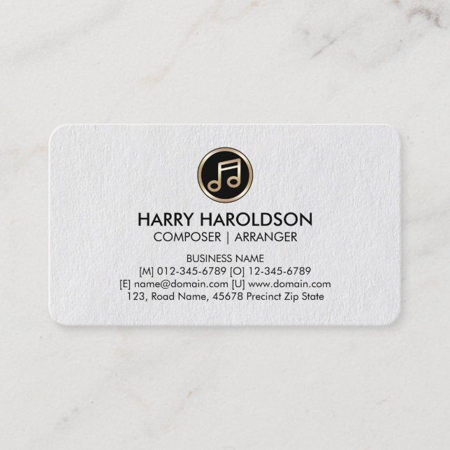 Music Note Composer Arranger Premium Business Card (Front)