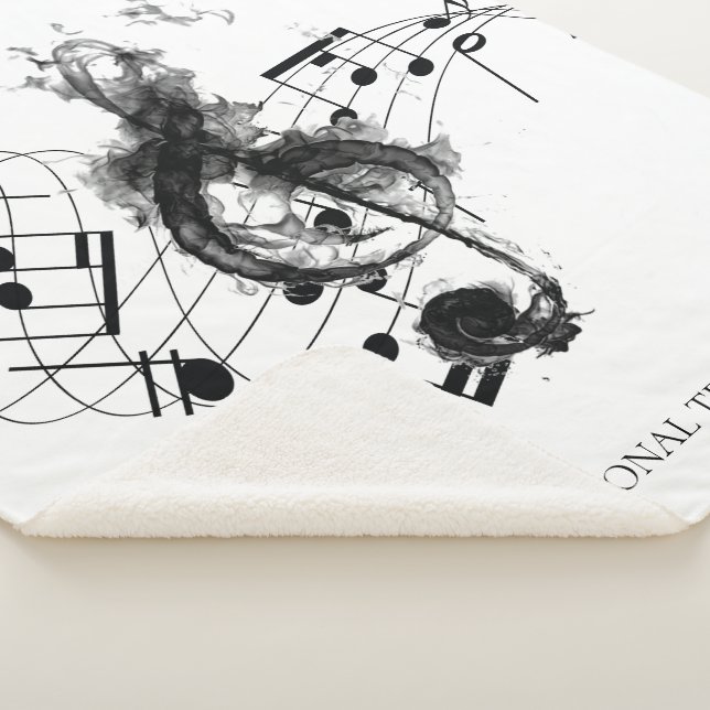 Music note elegant black and white sherpa blanket (3/4)