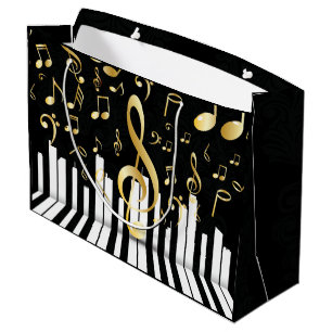 Music Note elegant Luxury piano keys Large Gift Bag