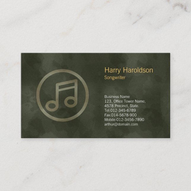 Music Note Icon Music Songwriter Business Card (Front)