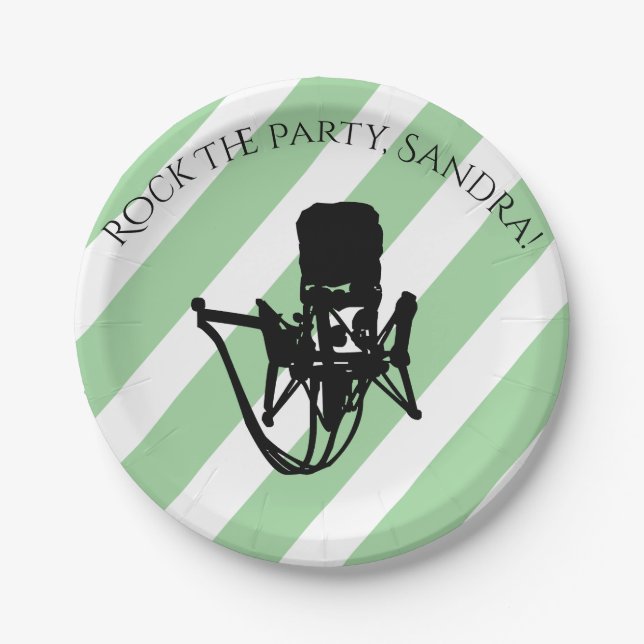 Music Note Luxury black and white Personalise Paper Plate (Front)