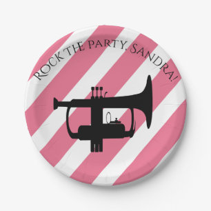 Music Note Luxury black and white Personalise Paper Plate